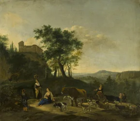 Italienische Landschaft mit Hirten